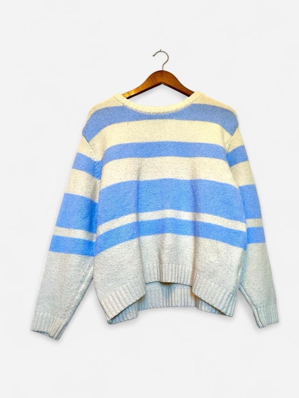 Altar’s State Striped Blue and Cream Women's Crewneck Sweater